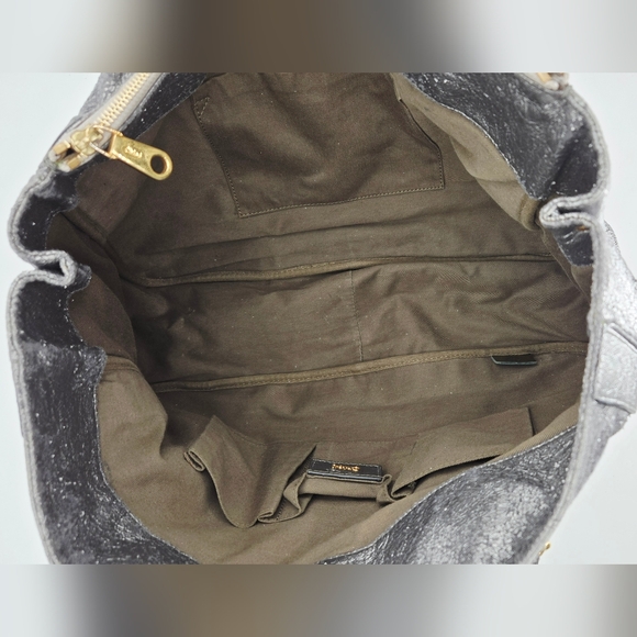 Chloe Eden Distressed Metallic Silver Calfskin Tote Bag - Picture 5 of 16